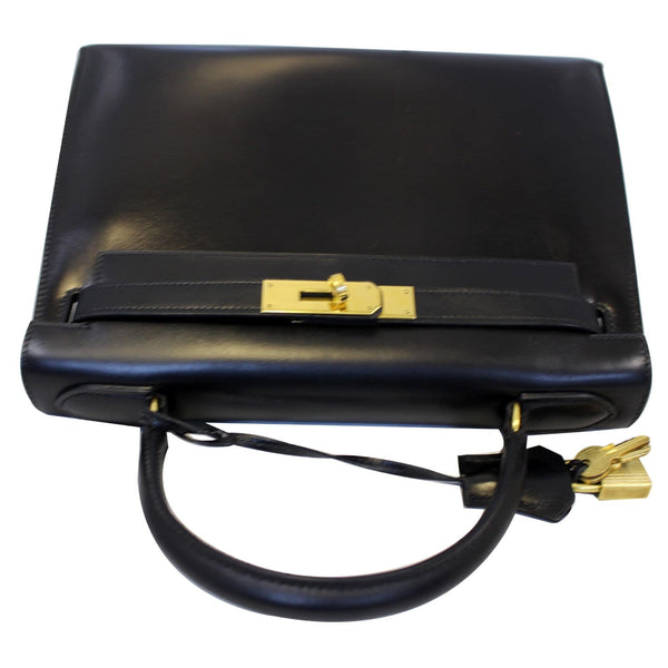 HERMES Kelly Sellier 28 Box Leather Bag Black-US