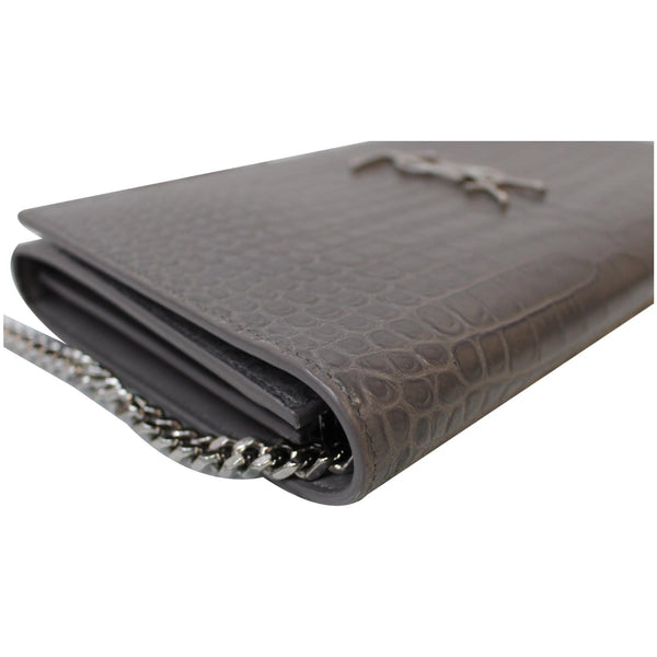 YVES SAINT LAURENT Kate Small Crocodile Leather Crossbody Bag Grey - Last Call