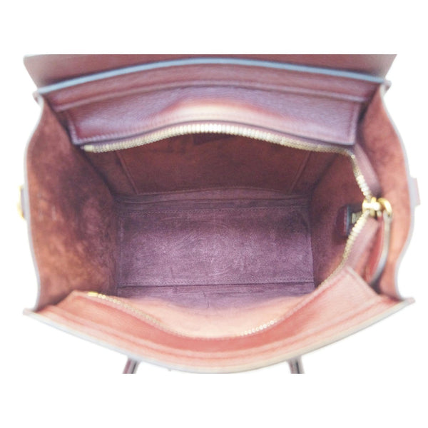 CELINE Nano Luggage Calfskin Leather Shoulder Bag Light Burgundy