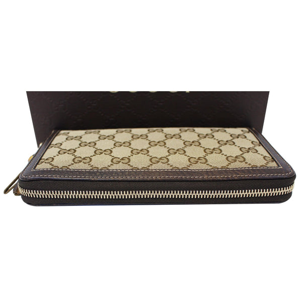 GUCCI Bamboo GG Canvas Zippy Organizer Wallet Beige 232977