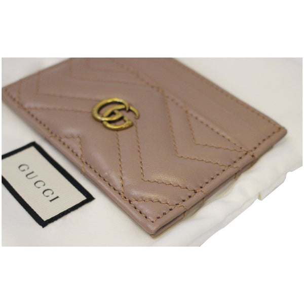 GUCCI GG Marmont Leather Card Case Taupe 443127-US