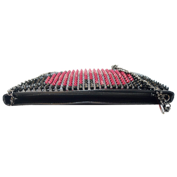 CHRISTIAN LOUBOUTIN Patent Leather Loubiposh Valentines Spiked Clutch Bag