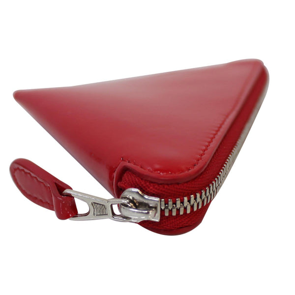 BALENCIAGA Triangle Patent Leather Coin Purse Red