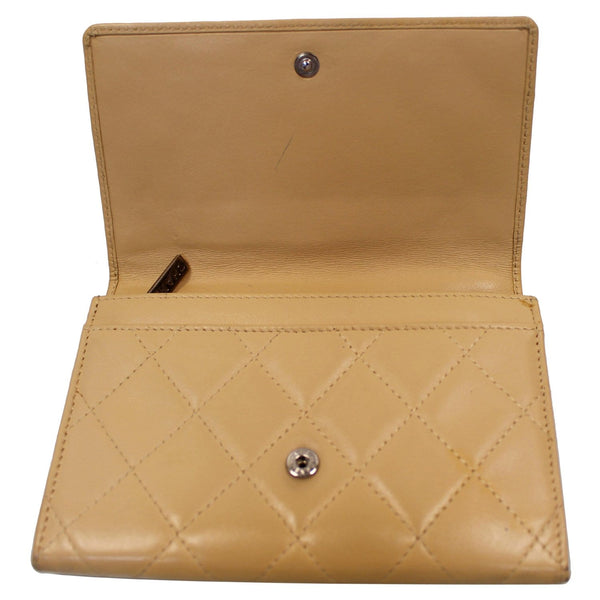 Chanel Cambon Flap Calfskin Quilted Wallet Beige open view