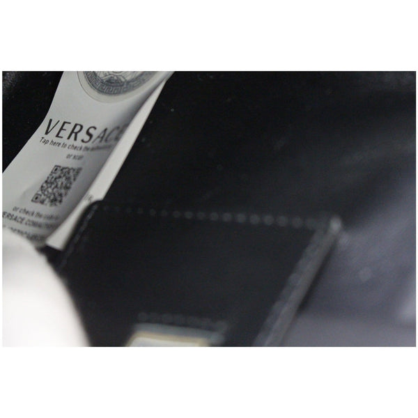 VERSACE Hearts Embellished Leather Shoulder Bag Black