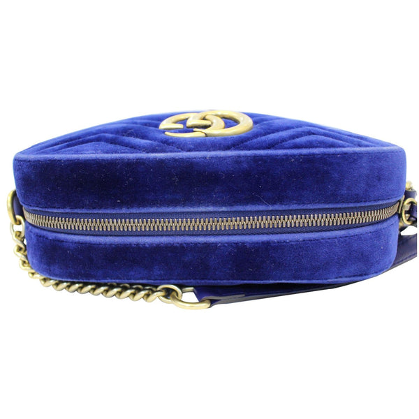GUCCI GG Marmont Velvet Small Crossbody Bag Cobalt Blue 447632