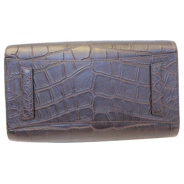 GIVENCHY Antigona Medium Croc Embossed Leather Satchel Shoulder Bag Brown