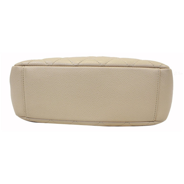 Chanel Tote Bag PST Caviar Leather Petit Shopping Beige bottom view