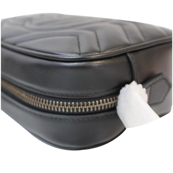 GUCCI GG Marmont Matelasse Mini Leather Crossbody Bag Black 448065