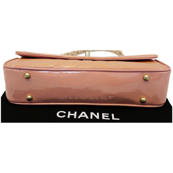 Chanel Flap Shoulder Bag Patent Leather Peach - 100% authentic