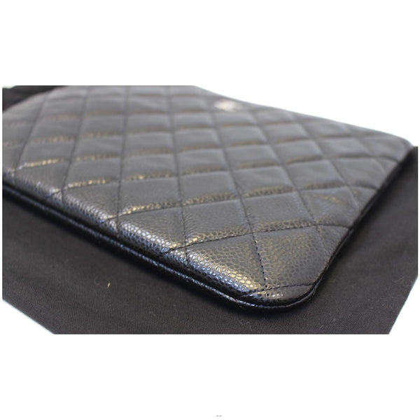 CHANEL Caviar Leather Large O-Case Zip Pouch Black