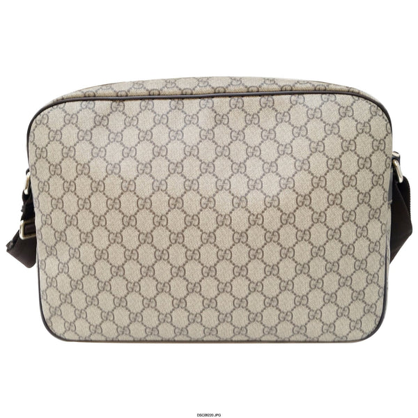 GUCCI Men's Beige/Ebony GG Plus Coated Canvas Messenger Crossbody Bag-US
