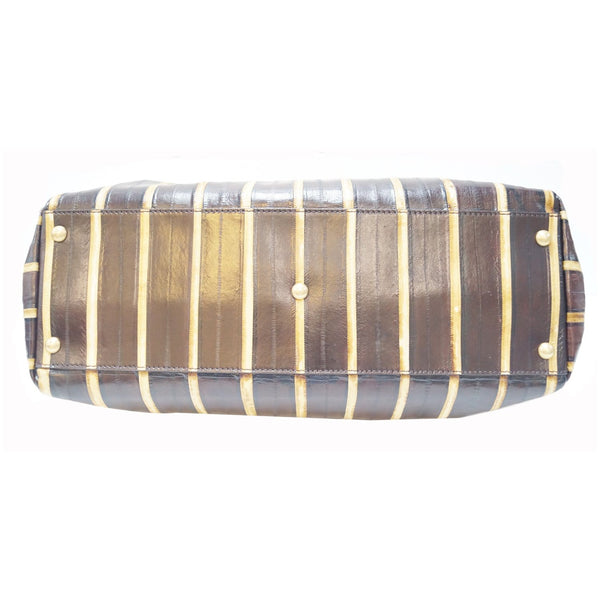 Fendi Peekaboo Striped Eel Skin Leather Bag - bottom view