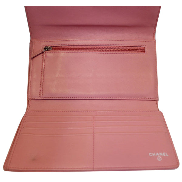 CHANEL Camellia Leather Trifold Wallet Pink-US