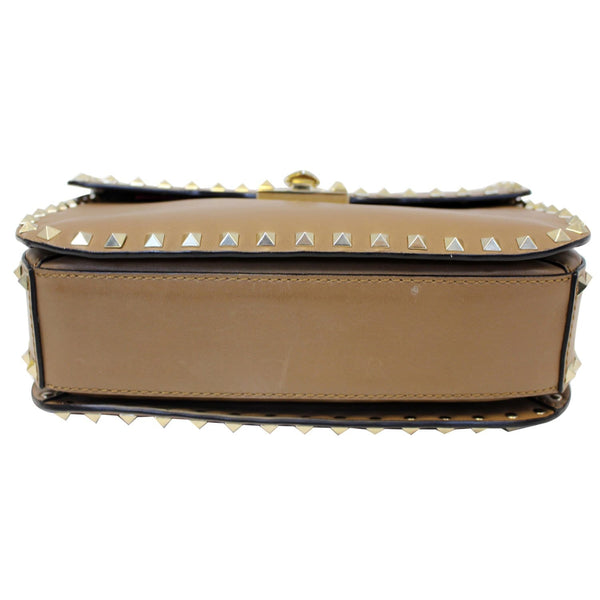 Valentino Rockstud Flap Leather Crossbody Bag Beige-US