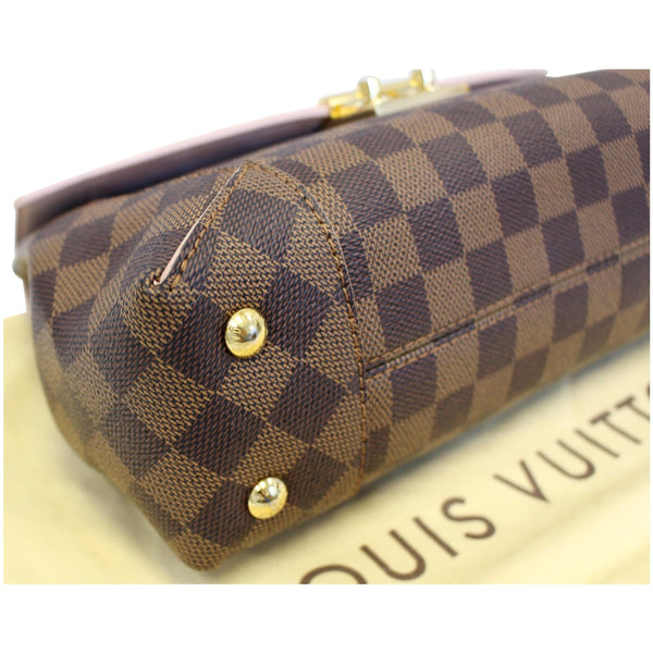 LOUIS VUITTON Caissa Chain Damier Ebene Clutch Shoulder Bag Rose Ballerine