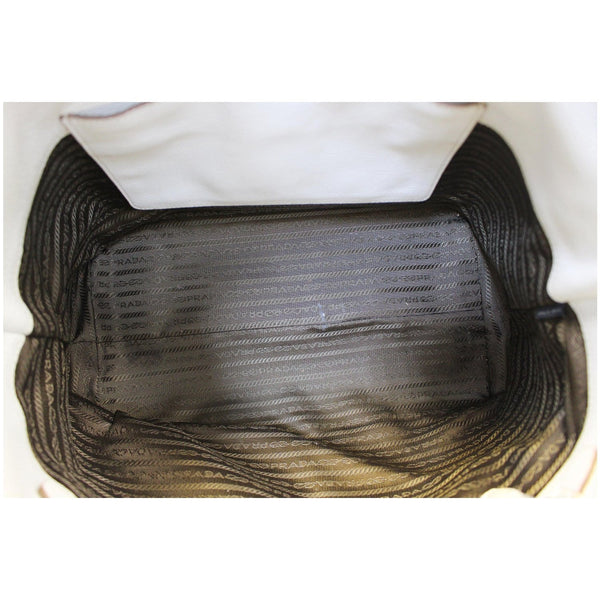 Prada Large Shopper Tote Bag Vitello Daino White interior