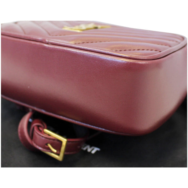 YVES SAINT LAURENT Chevron Lou Leather Belt Bag Burgundy