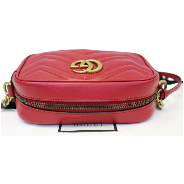 GUCCI GG Marmont Matelasse Mini Leather Crossbody Bag Red