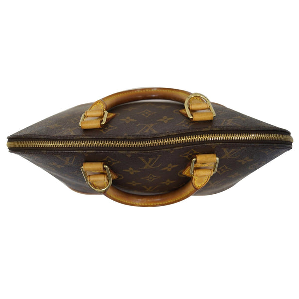 LOUIS VUITTON Alma Monogram Canvas Satchel Bag Brown