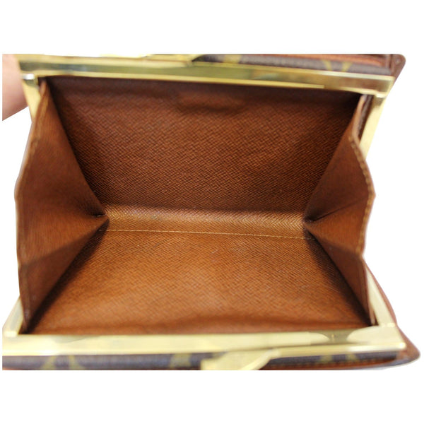 LOUIS VUITTON French Kisslock Monogram Canvas Wallet Brown