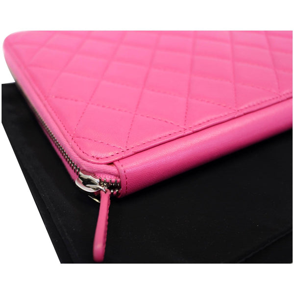 CHANEL Zip Around Lambskin Leather Large Organizer Wallet Pink