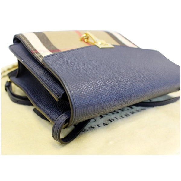 Burberry Small Vintage Check/Leather Crossbody Bag Dark Blue-US