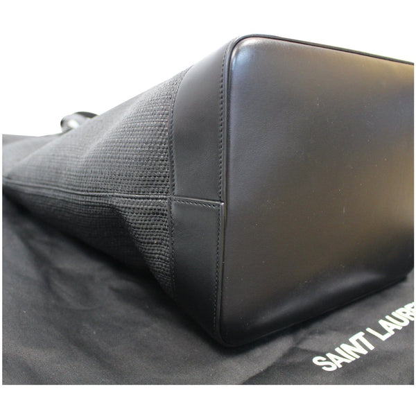 YVES SAINT LAURENT Teddy Canvas/Leather Drawstring Shopping Tote Black - Last Call