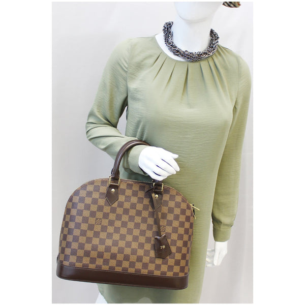 LOUIS VUITTON Alma Damier Ebene Satchel Bag Brown-US