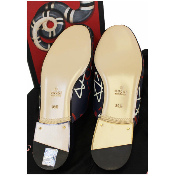 GUCCI Princetown Gucci Ghost Print Flats Navy Blue US 9.5