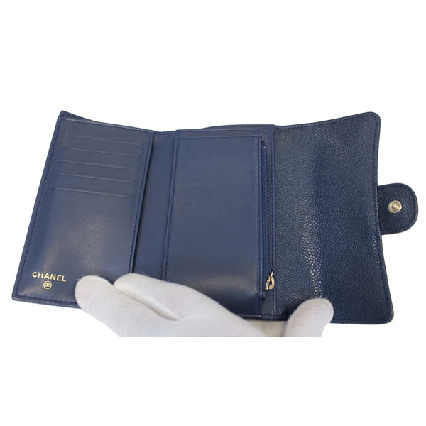 CHANEL Classic Flap Caviar Leather Wallet Navy Blue-US
