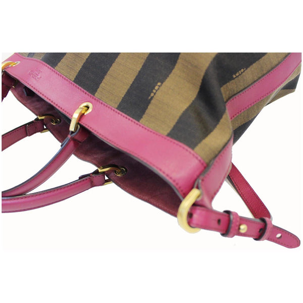 Fendi Tobacco Pequin Stripe Canvas Large - left view