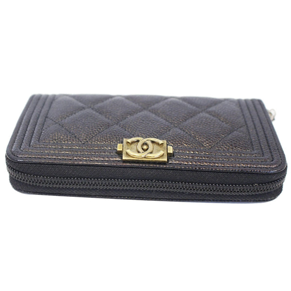Chanel Boy Caviar leather wallet - front view