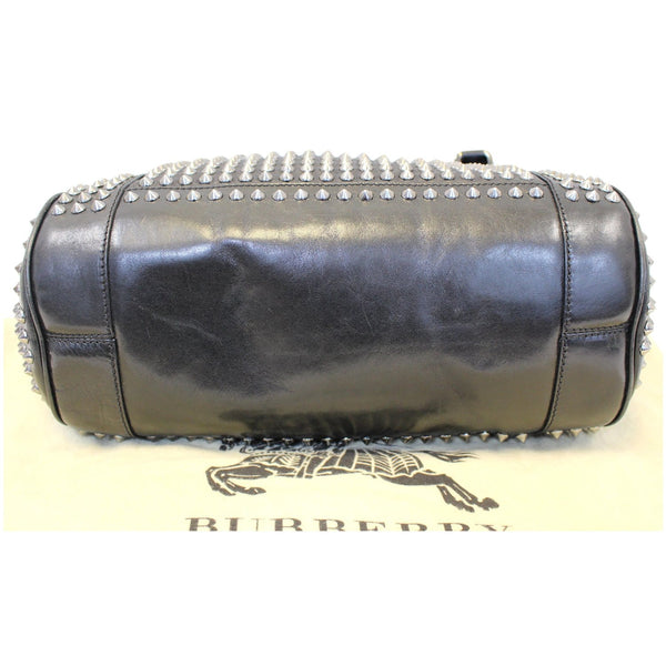 BURBERRY Studded Leather Satchel Shoulder Bag Black-US