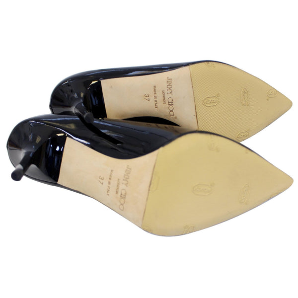 JIMMY CHOO Pointy Toe Patent Leather Pumps Black US 7