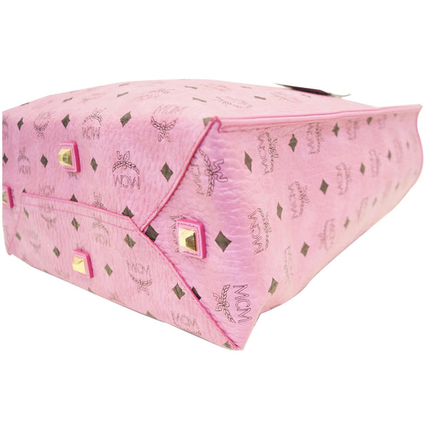 MCM Visetos Medium Shopper Tote Bag Pink - corner view