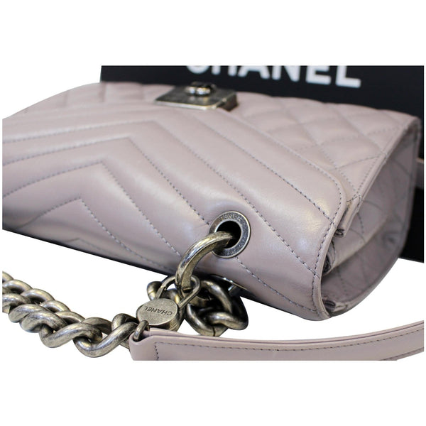 Chanel Flap Bag Quilted Sheepskin with Handle Lilac with chain