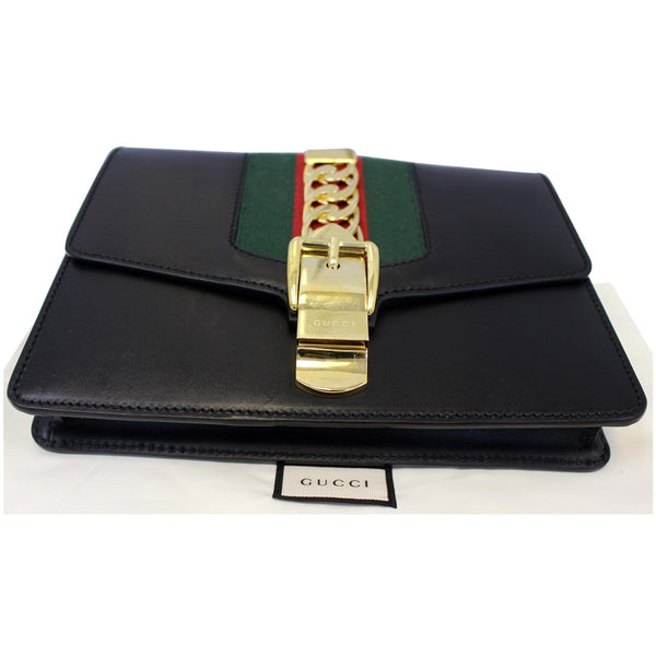 Gucci Belt Sylvie Calfskin Leather Bumbag Black - front view