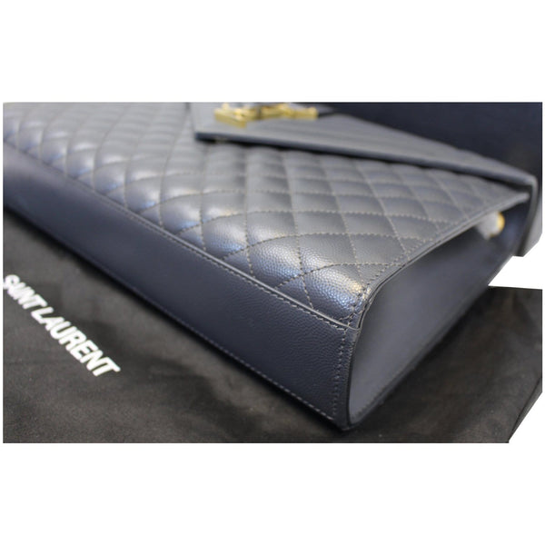 YVES SAINT LAURENT Envelope Large Matelasse Embossed Leather Shoulder Bag Dark Smog