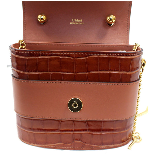 Chloe Aby Lock Small Embossed, Calfskin Leather Chain Bag full view