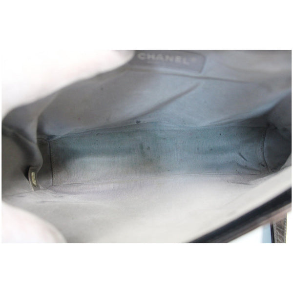 CHANEL Large Boy Glazed Calfskin Leather Shoulder Bag Black