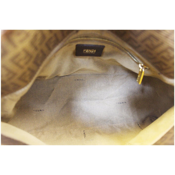 Fendi Forever Mama Zucca Canvas Gold Shoulder Bag interior