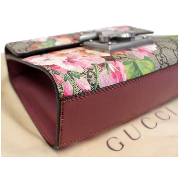 GUCCI Small Padlock GG Supreme Monogram Blooms Print Shoulder Bag