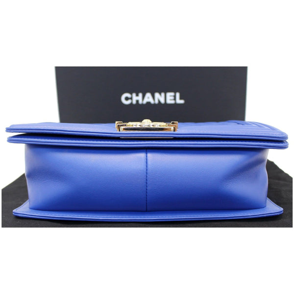 CHANEL Boy Medium Calfskin Leather Shoulder Bag Blue-US