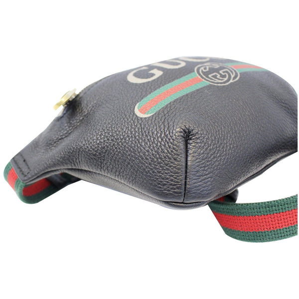 GUCCI Print Leather Black Belt Waist Bum Bag Small 527792