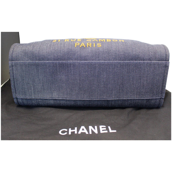 CHANEL Deauville Large Denim Shopping Tote Bag Dark Blue