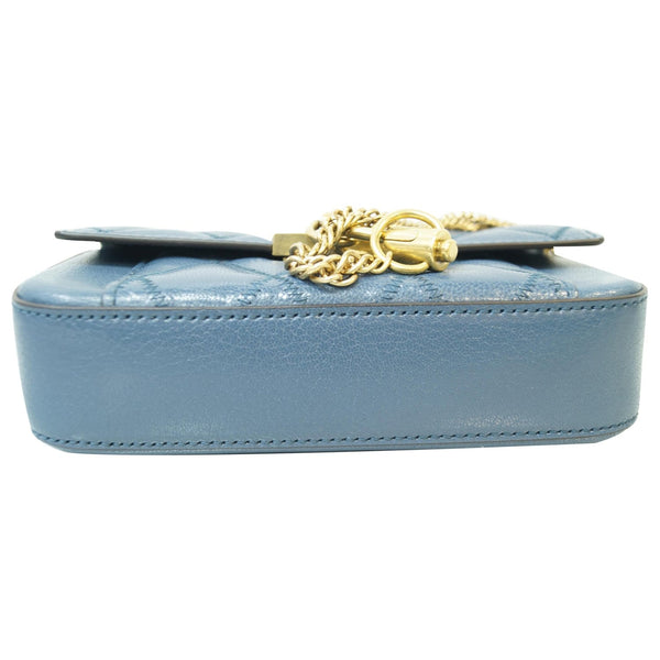 GIVENCHY GV3 Mini Quilted Leather Crossbody Bag Teal Blue