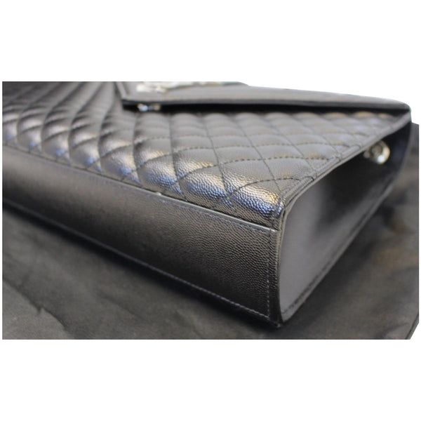 YVES SAINT LAURENT Envelope Large Matelasse Embossed Leather Shoulder Bag Black