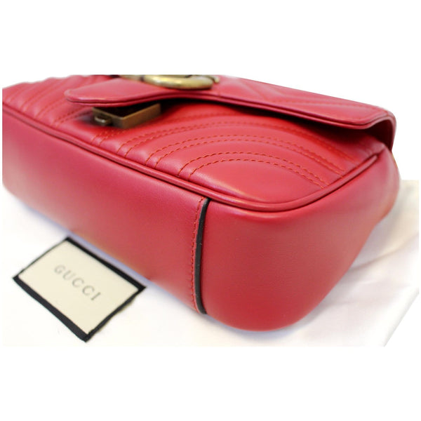 GUCCI GG Marmont Mini Leather Shoulder Crossbody Bag Red 446744