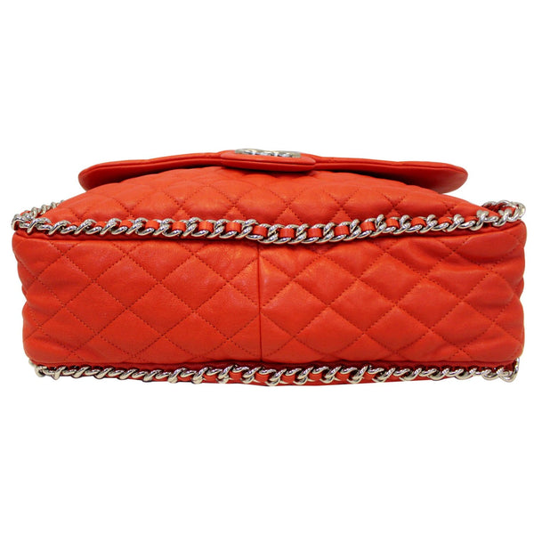 CHANEL Maxi Chain Around Quilted Leather Flap Shoulder Bag Red